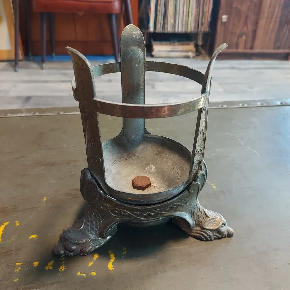Vintage A Gross Candle Co Metal Pillar Holder Griffin Feet Gothic Industrial